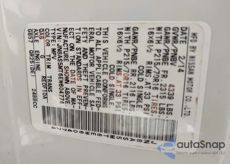 2014 Nissan Rogue Select S from USA, damaged, VIN JN8AS5MT6EW604774